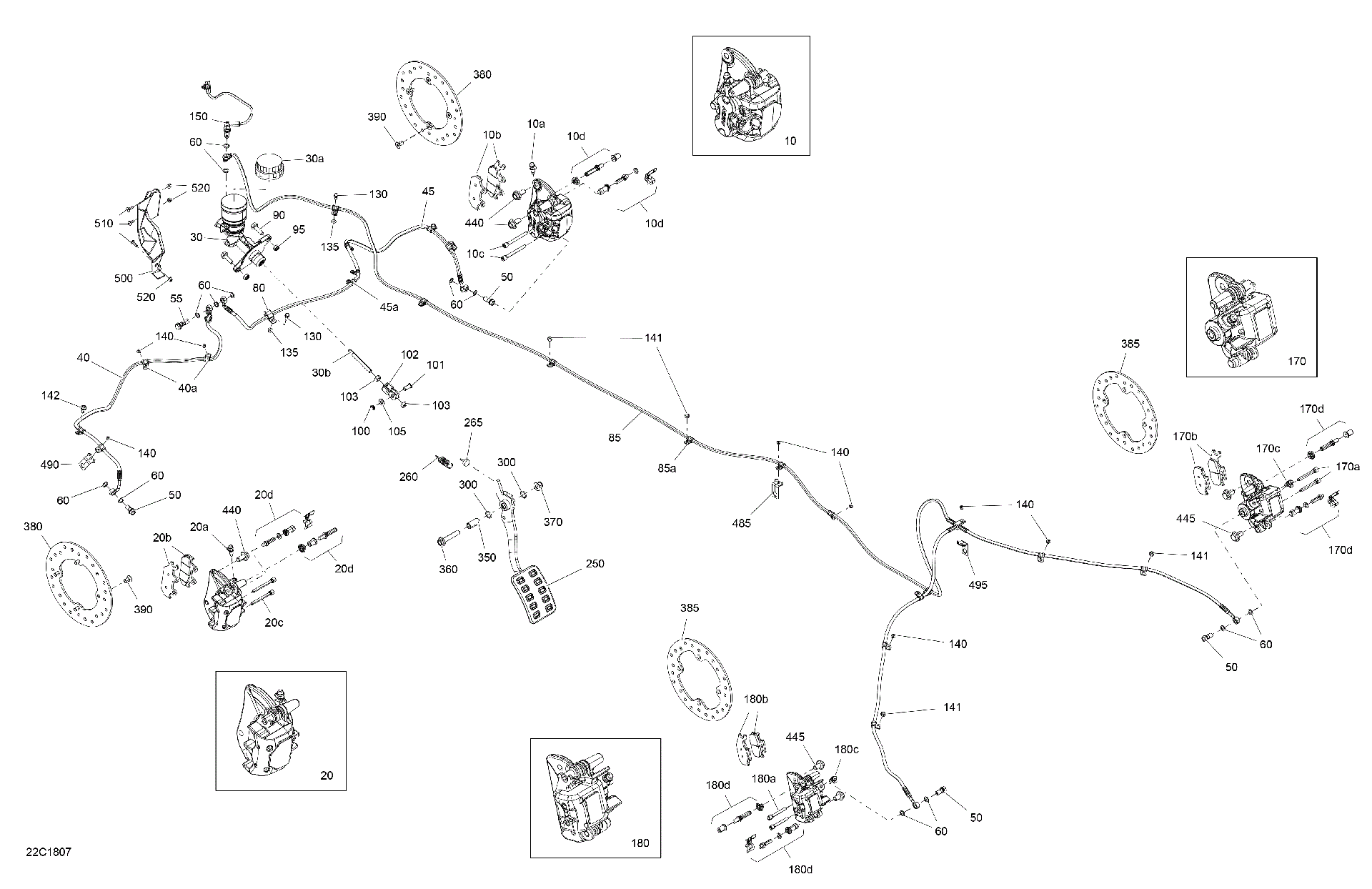 An Image of a Genuine Can-Am Parts Schematic Diagram showing the schematic - BRAKES - COMMANDER - MODEL MAX