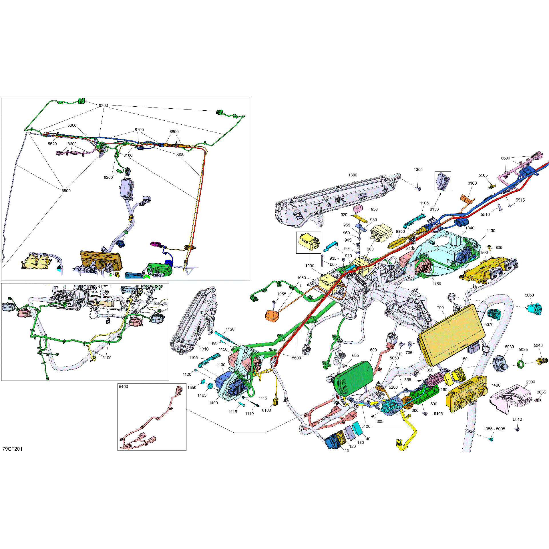 An Image of a Genuine Can-Am Parts Schematic Diagram showing the schematic - ELECTRIC - FRONT SECTION