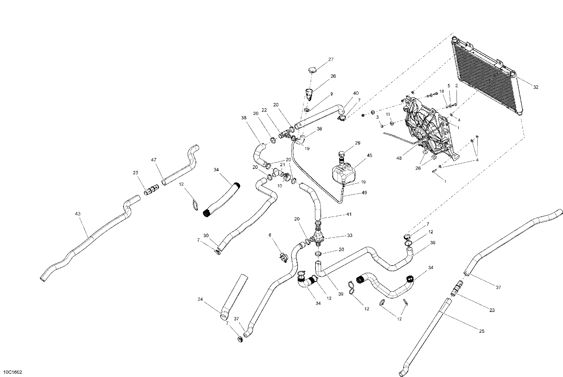 An Image of a Genuine Can-Am Parts Schematic Diagram showing the schematic - COOLING SYSTEM