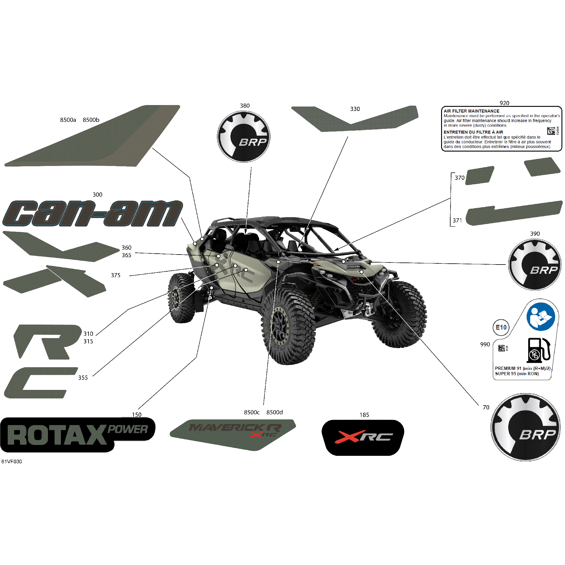 An Image of a Genuine Can-Am Parts Schematic Diagram showing the schematic - BODY - DECALS