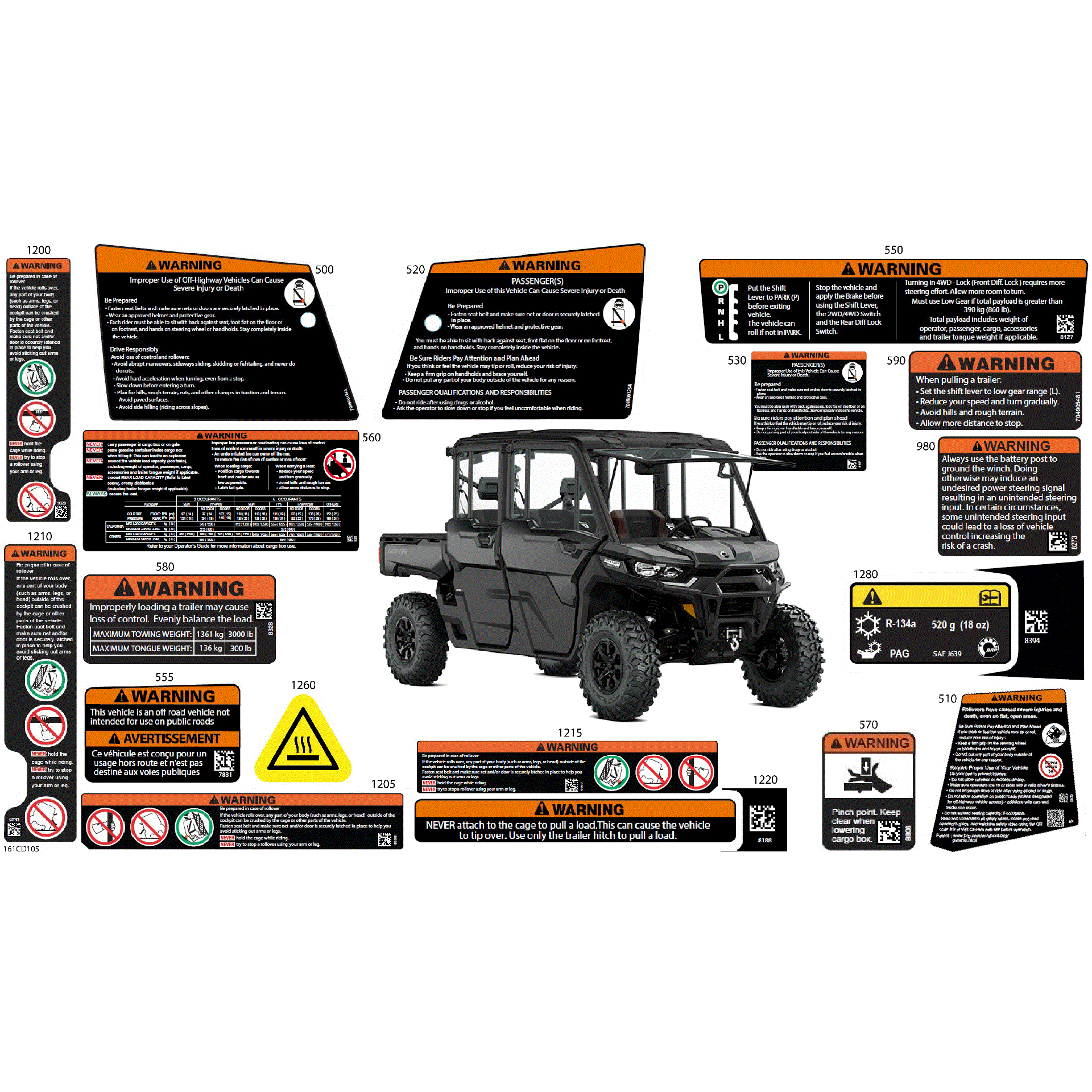 An Image of a Genuine Can-Am Parts Schematic Diagram showing the schematic - BODY - WARNING DECALS