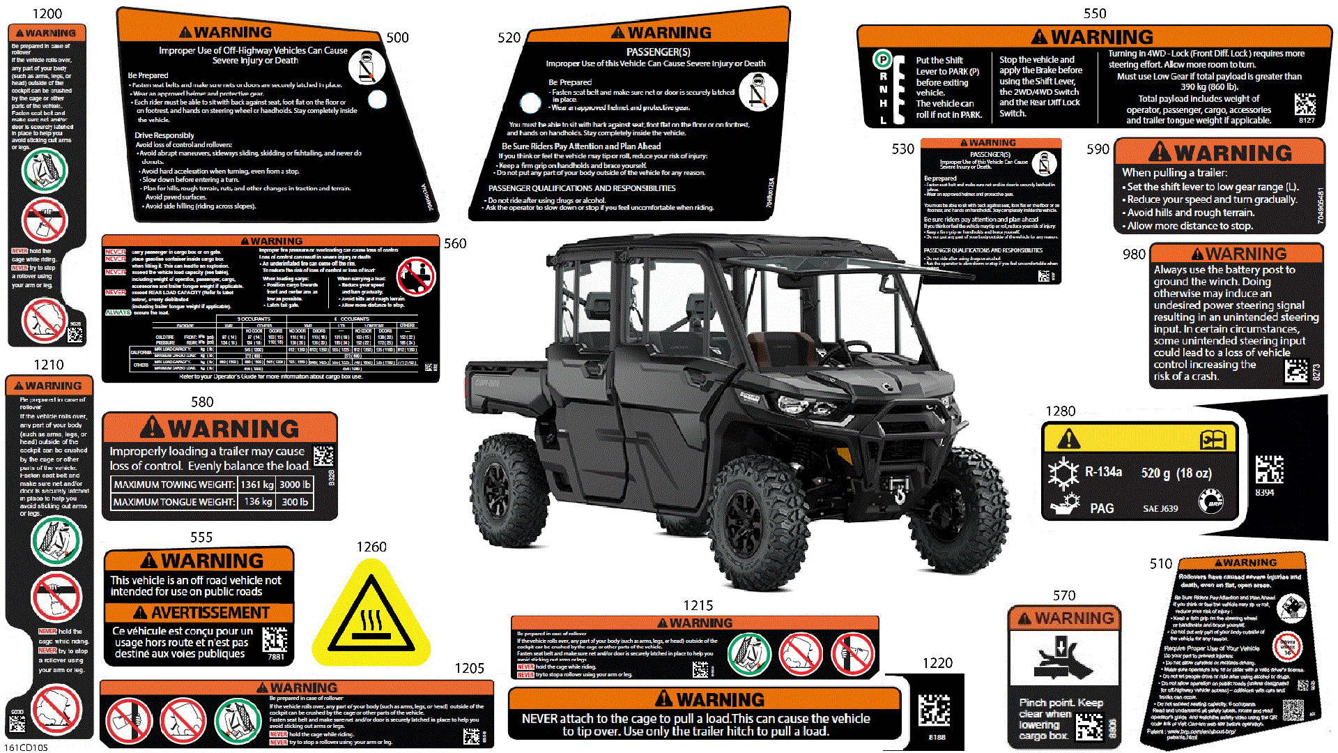 An Image of a Genuine Can-Am Parts Schematic Diagram showing the schematic - BODY - WARNING DECALS