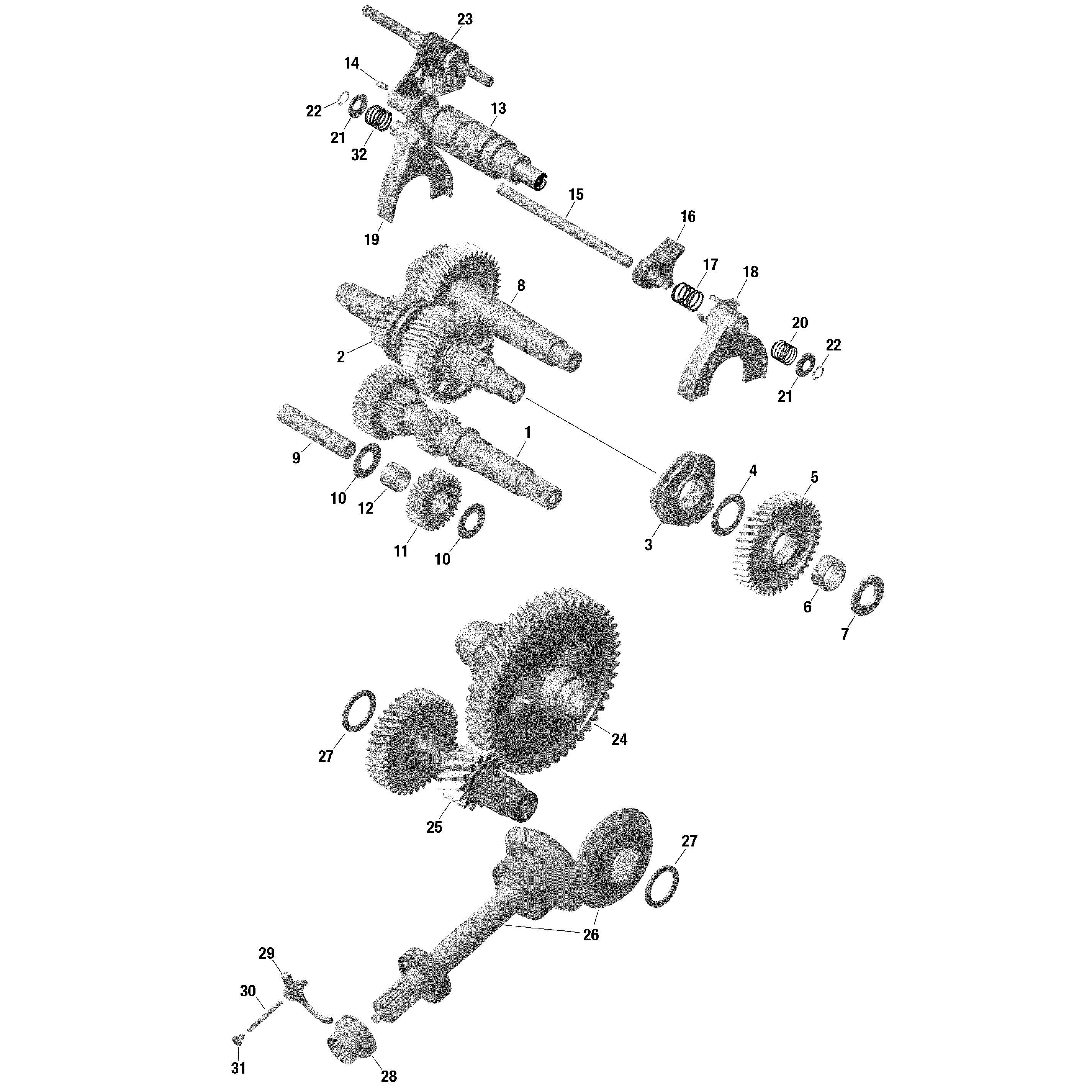 An Image of a Genuine Can-Am Parts Schematic Diagram showing the schematic - ROTAX - GEAR BOX 2 - 509