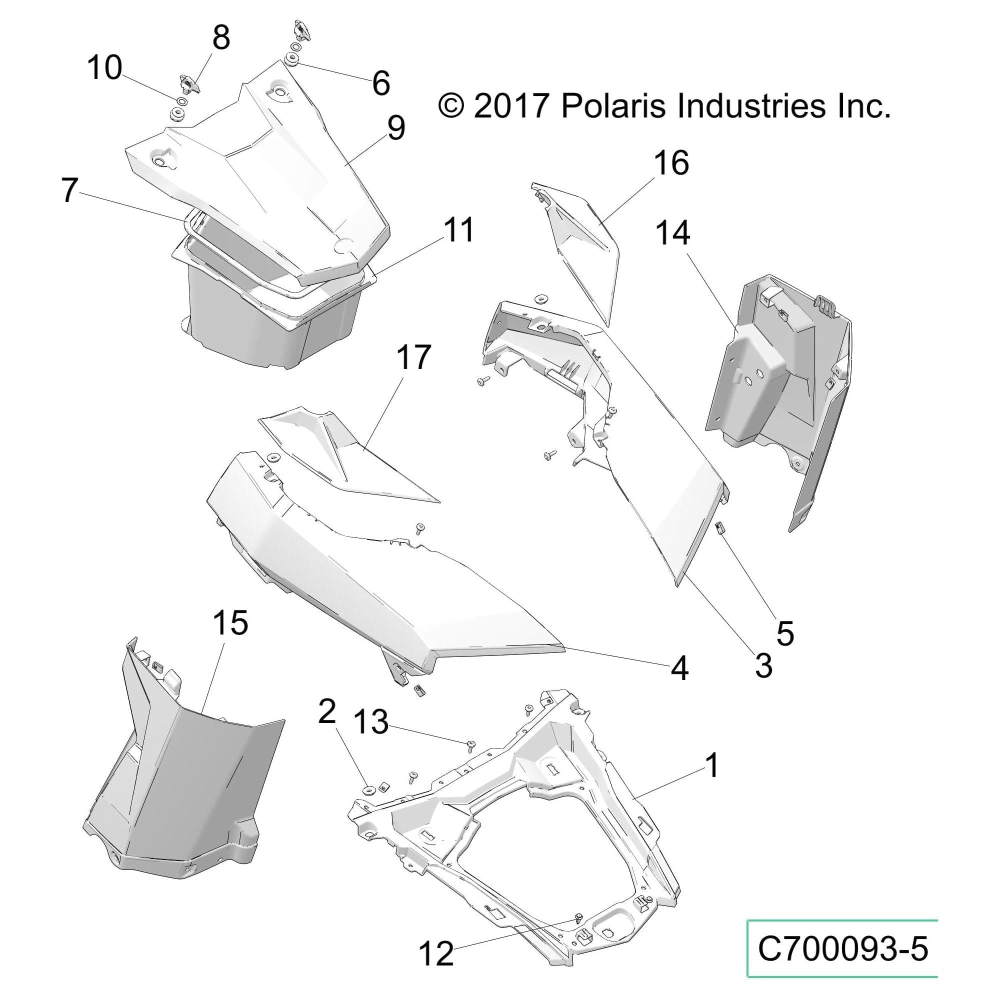 Fndr Frt Upper Painted Lft White by Polaris 5454552-599 OEM Hardware P5454552-599 Off Road Express