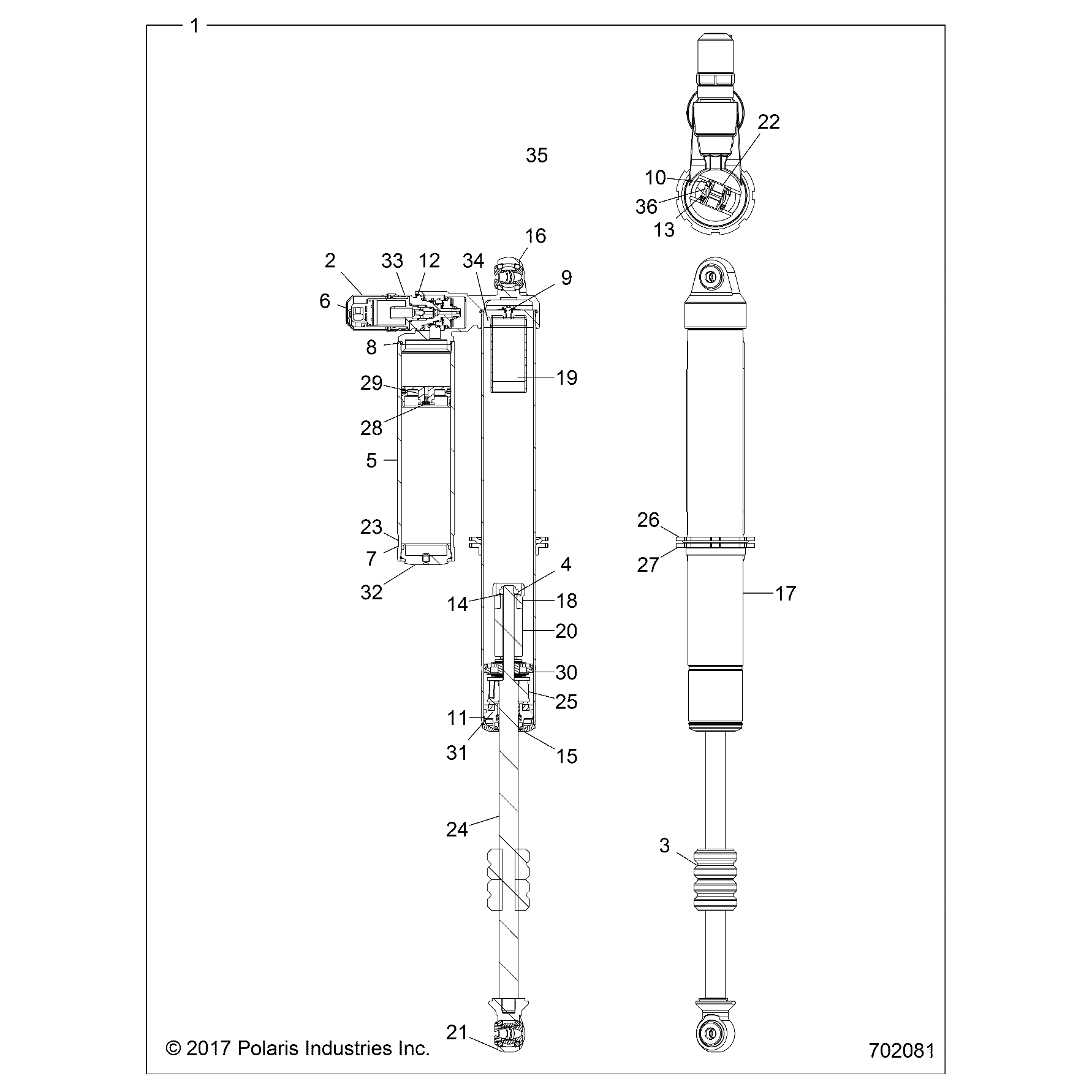 Fox Live Shock, Rear, Left by Polaris 7044773 OEM Hardware P7044773 Off Road Express Drop Ship