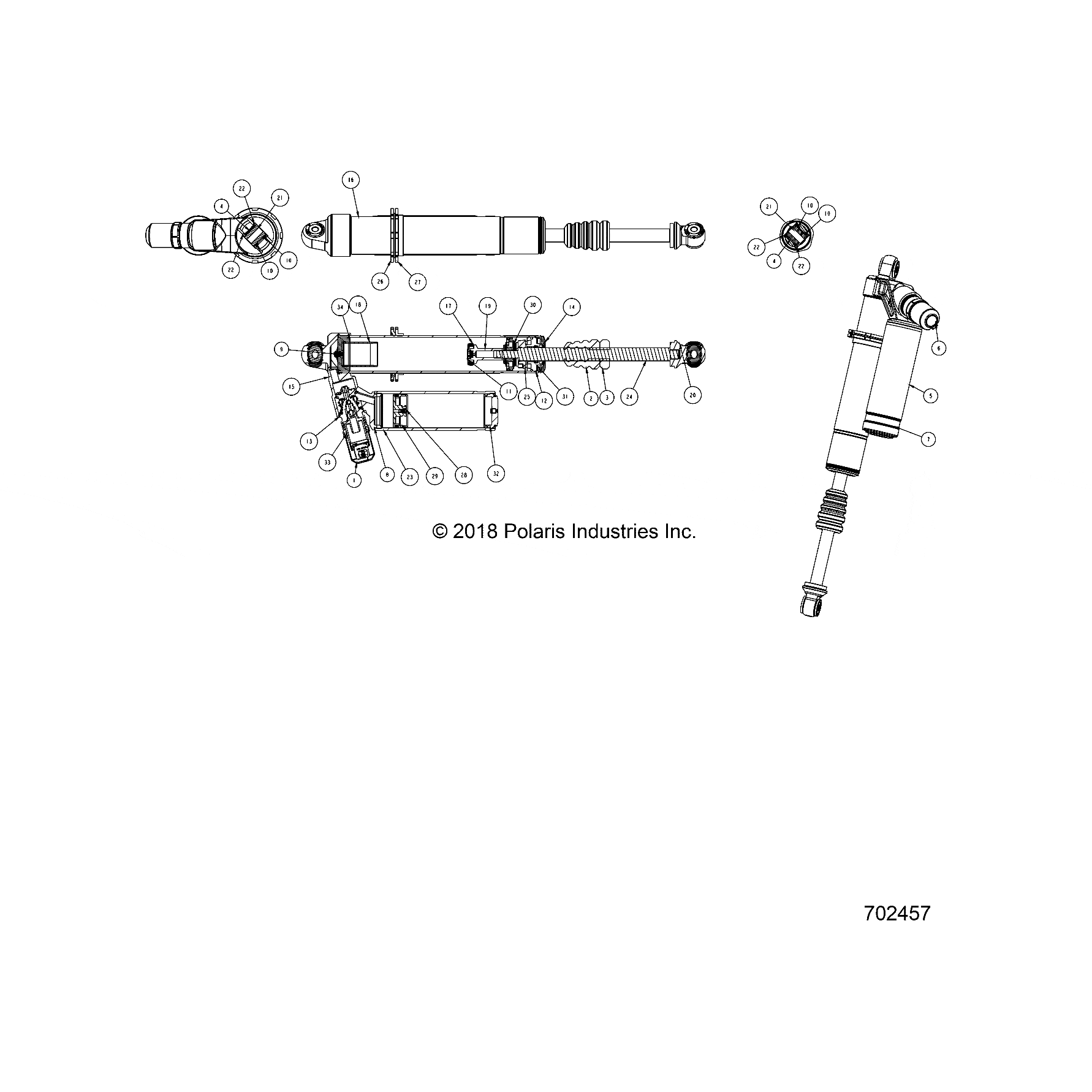 Foxlive Shock, Front, Left by Polaris 7045044 OEM Hardware P7045044 Off Road Express Drop Ship