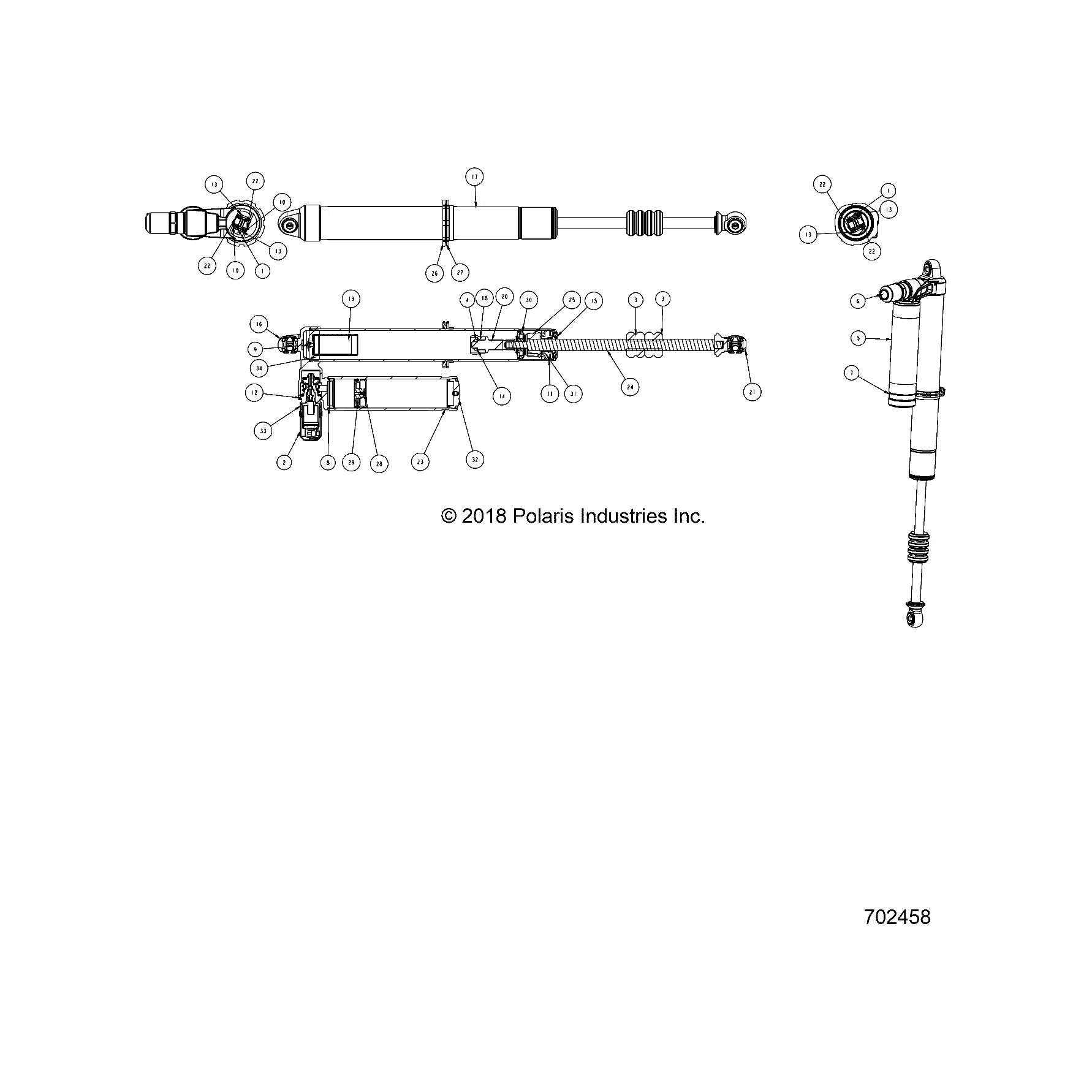 Foxlive Shock, Rear, Right by Polaris 7045047 OEM Hardware P7045047 Off Road Express Drop Ship