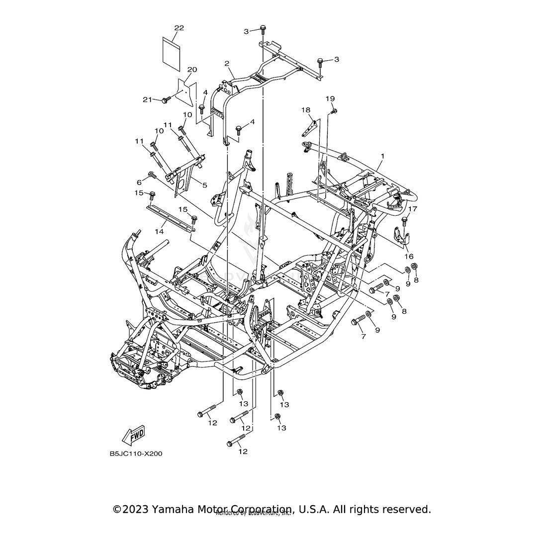 Frame Sub Comp by Yamaha B5J-F111B-00-00 OEM Hardware B5J-F111B-00-00 Off Road Express Drop Ship