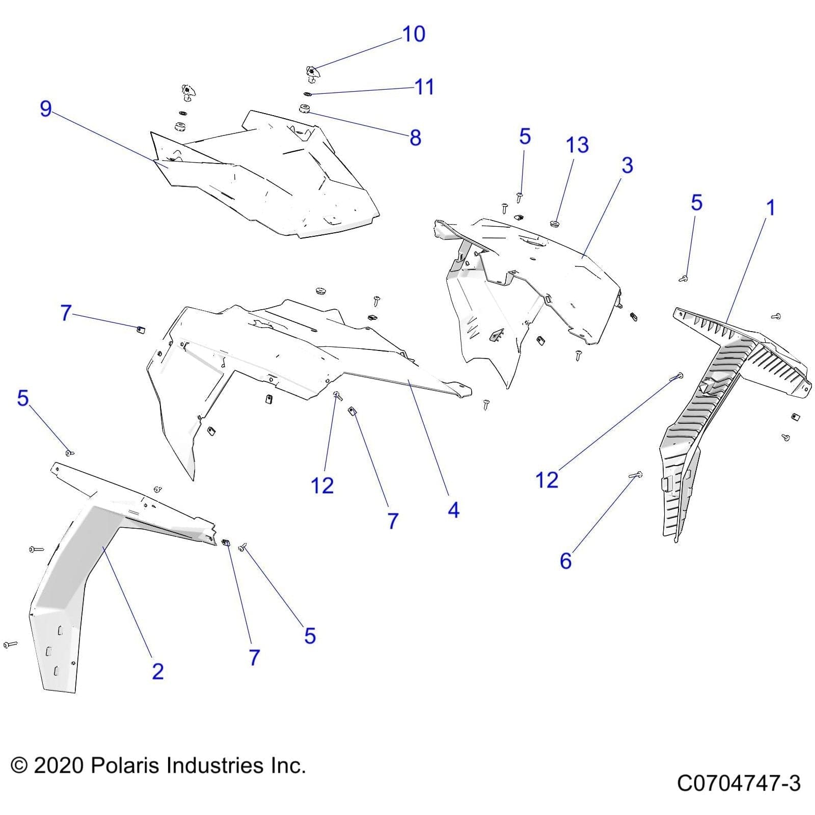 Front Left Fender Flair, Gloss by Polaris 5439760-070 OEM Hardware P5439760-070 Off Road Express