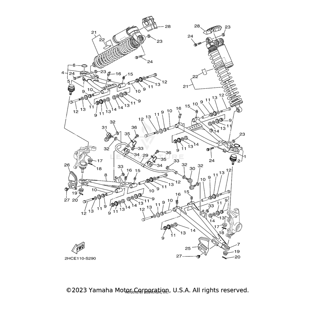 Front Shock Absorber Assembly,1 by Yamaha 2HC-F350A-00-00 OEM Hardware 2HC-F350A-00-00 Off Road Express Drop Ship