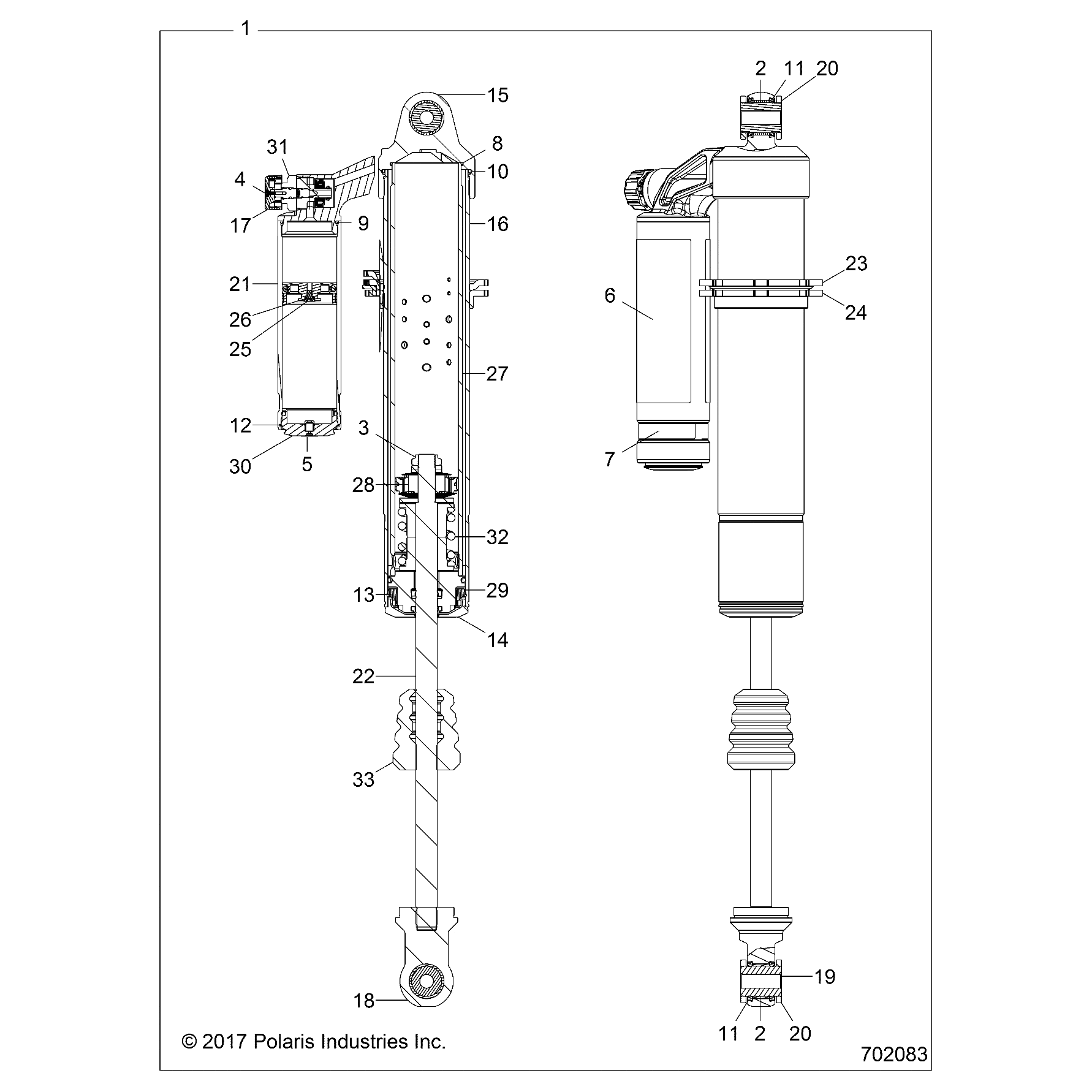 Front Shock, Rzr Xp, Fox Piggyb by Polaris 7044656 OEM Hardware P7044656 Off Road Express Drop Ship