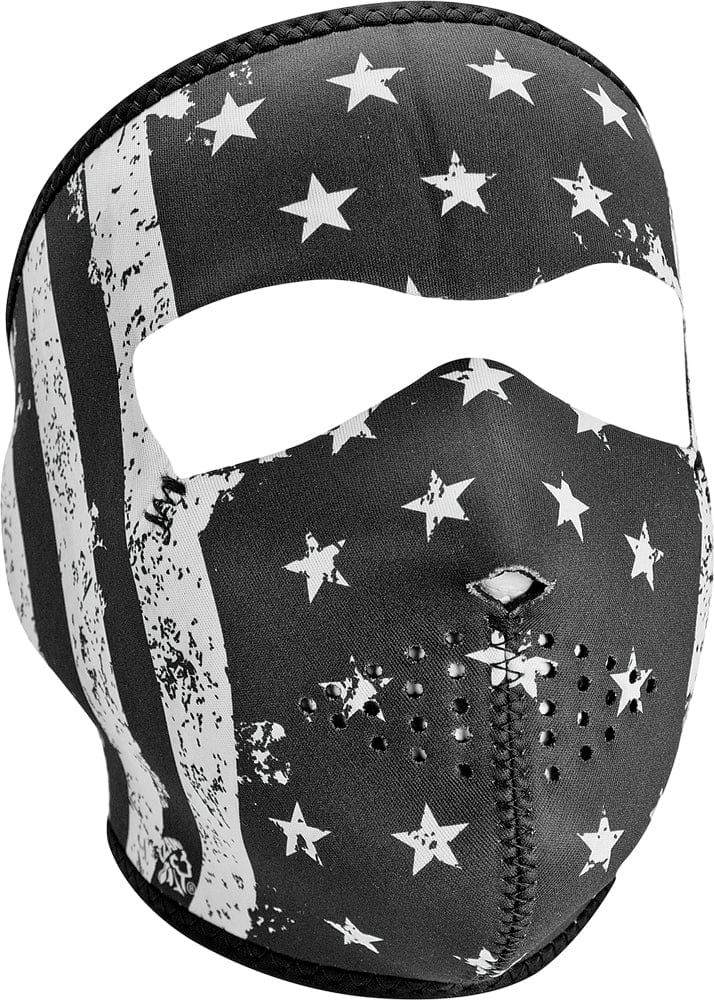 Western Powersports Facemask Vintage Flat Black/White Full Face Mask by Zan WNFM091