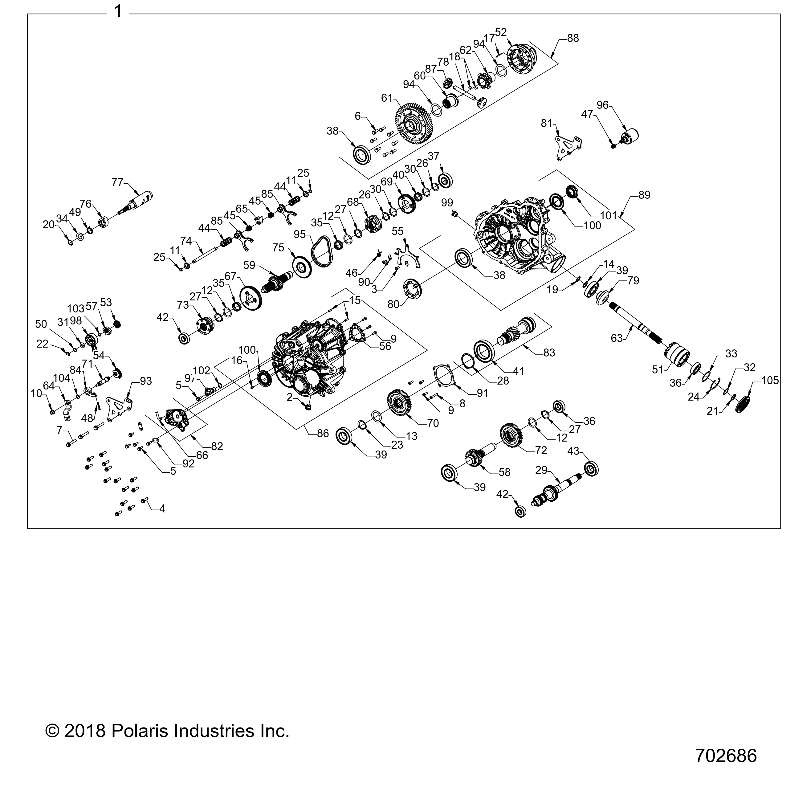 Gearcase Assembly by Polaris 1334263 OEM Hardware P1334263 Off Road Express Drop Ship