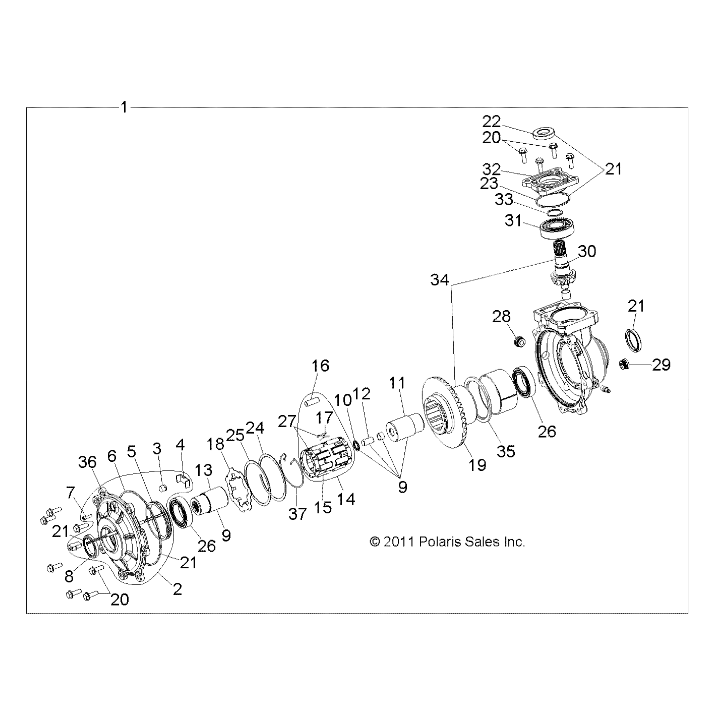 Gearcase Assembly, Front by Polaris 1332990 OEM Hardware P1332990 Off Road Express Drop Ship