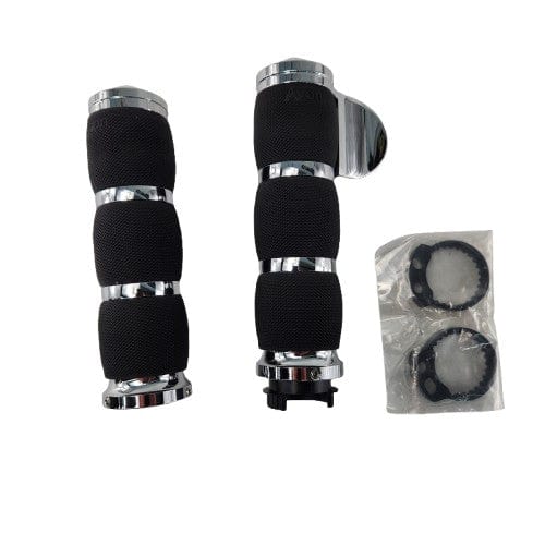 Grips Air Cushion Chrome W/Throttle Assist by Avon Grips MT-AIR-90-CH-B Grips