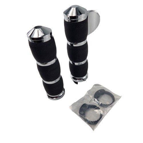 Grips Air Cushion Chrome W/Throttle Assist by Avon Grips MT-AIR-90-CH-B Grips