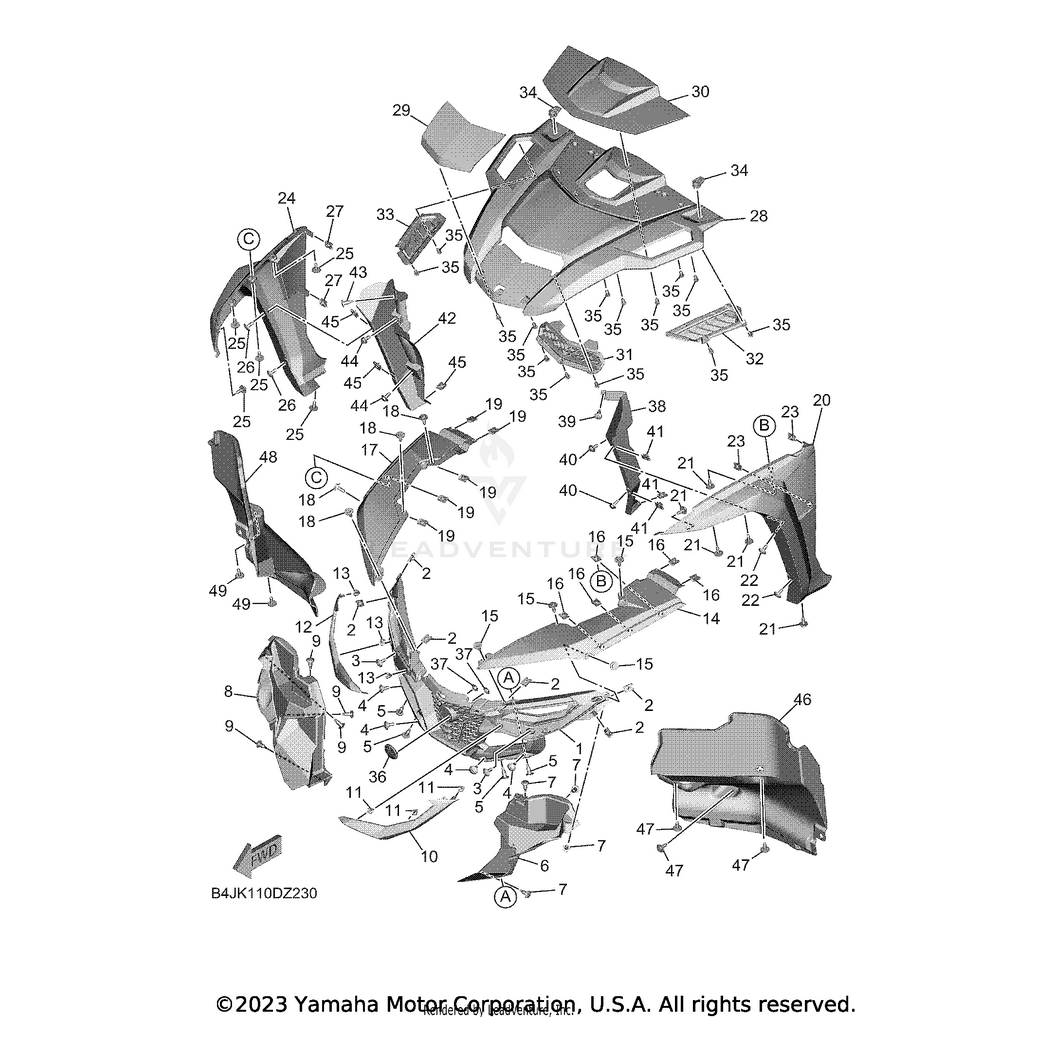 Guard, Mud by Yamaha B4J-F1629-00-00 OEM Hardware B4J-F1629-00-00 Off Road Express