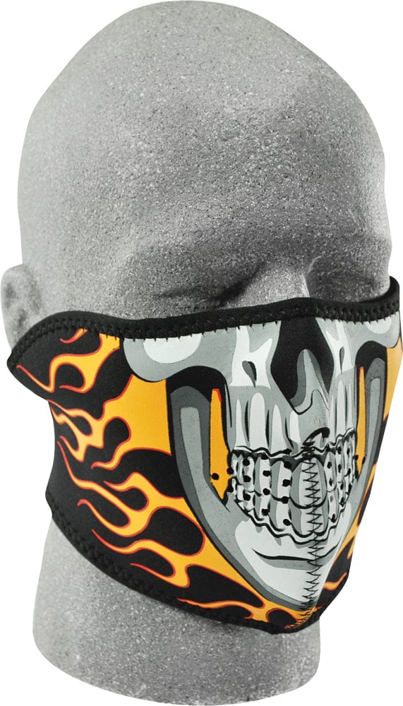 Western Powersports Facemask Burning Skull Half Face Mask by Zan WNFM061H