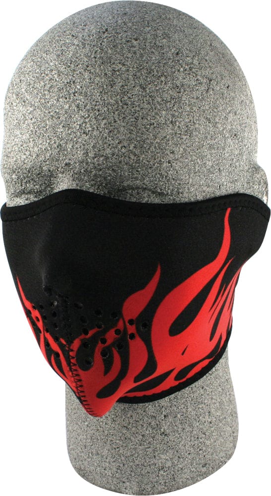 Western Powersports Facemask Red Flames Half Face Mask by Zan WNFM229RH