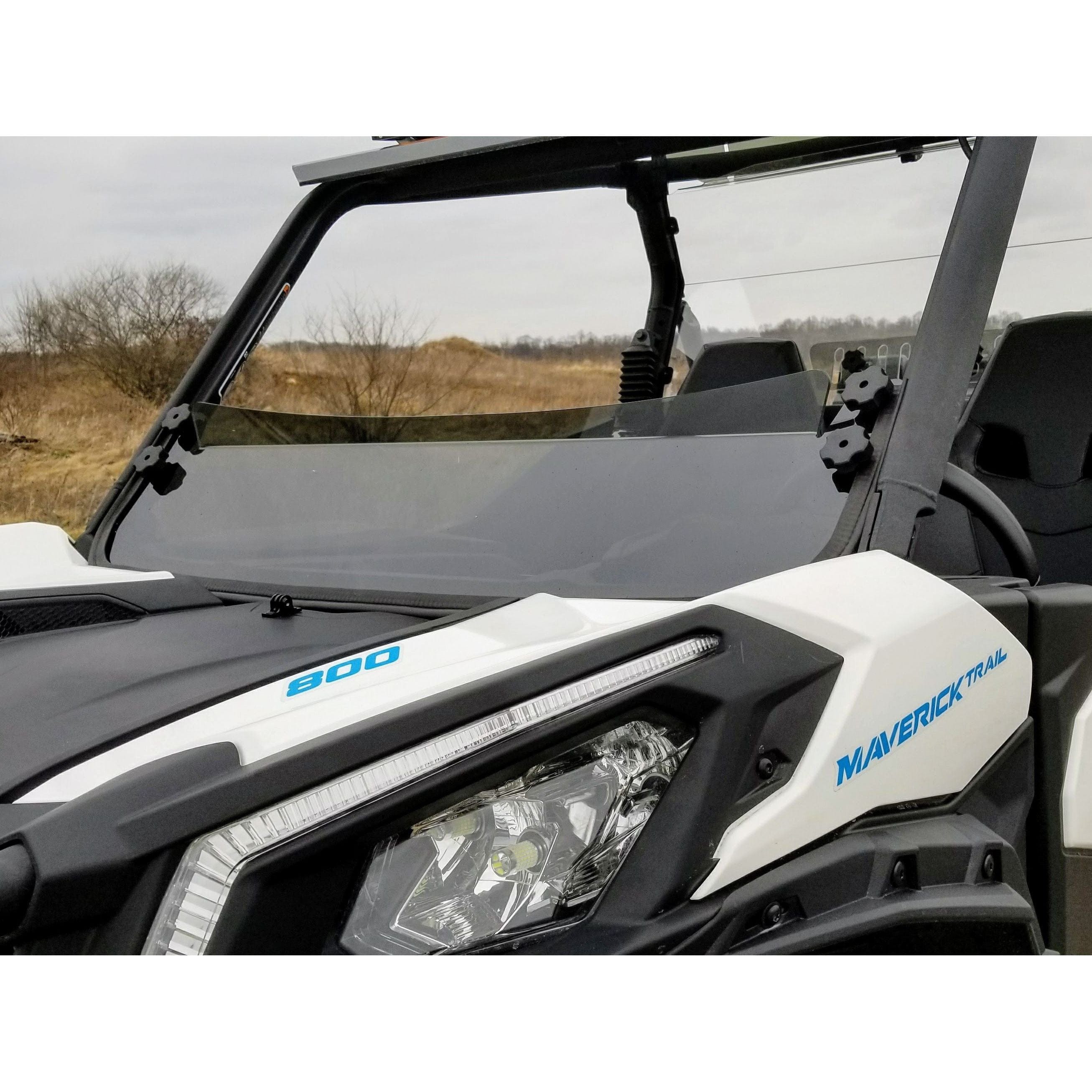 Can-Am Maverick Trail Tinted Half Front Windshield by Spike - 77-2650T - Exterior Front Angled Close Up View