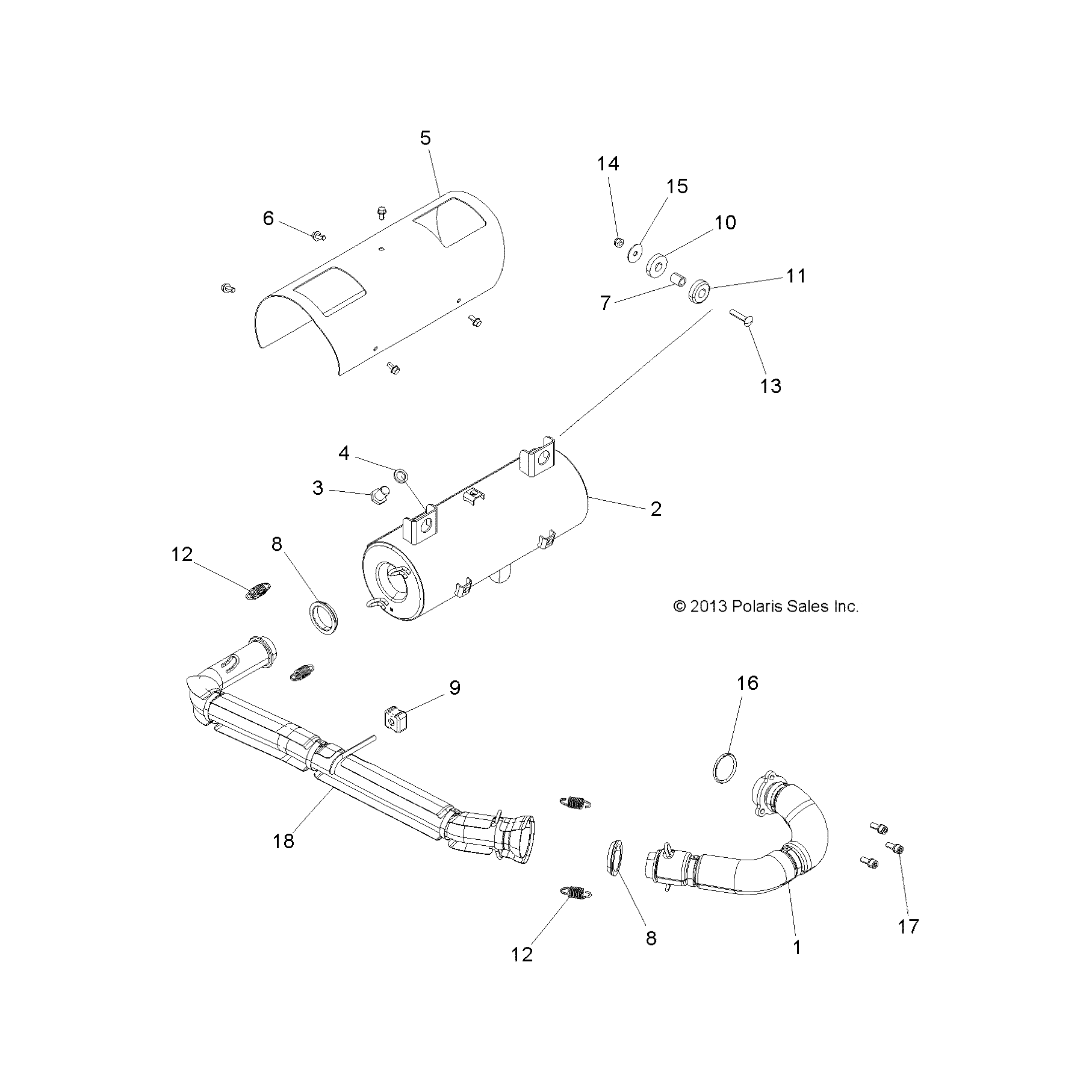 Headpipe Assembly, Mid by Polaris 1262431 OEM Hardware P1262431 Off Road Express