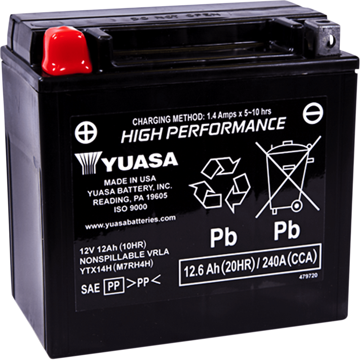 High Performance Agm Maintenance-Free Battery By Yuasa YUAM7RH4H AGM Battery 2113-0106 Parts Unlimited Drop Ship