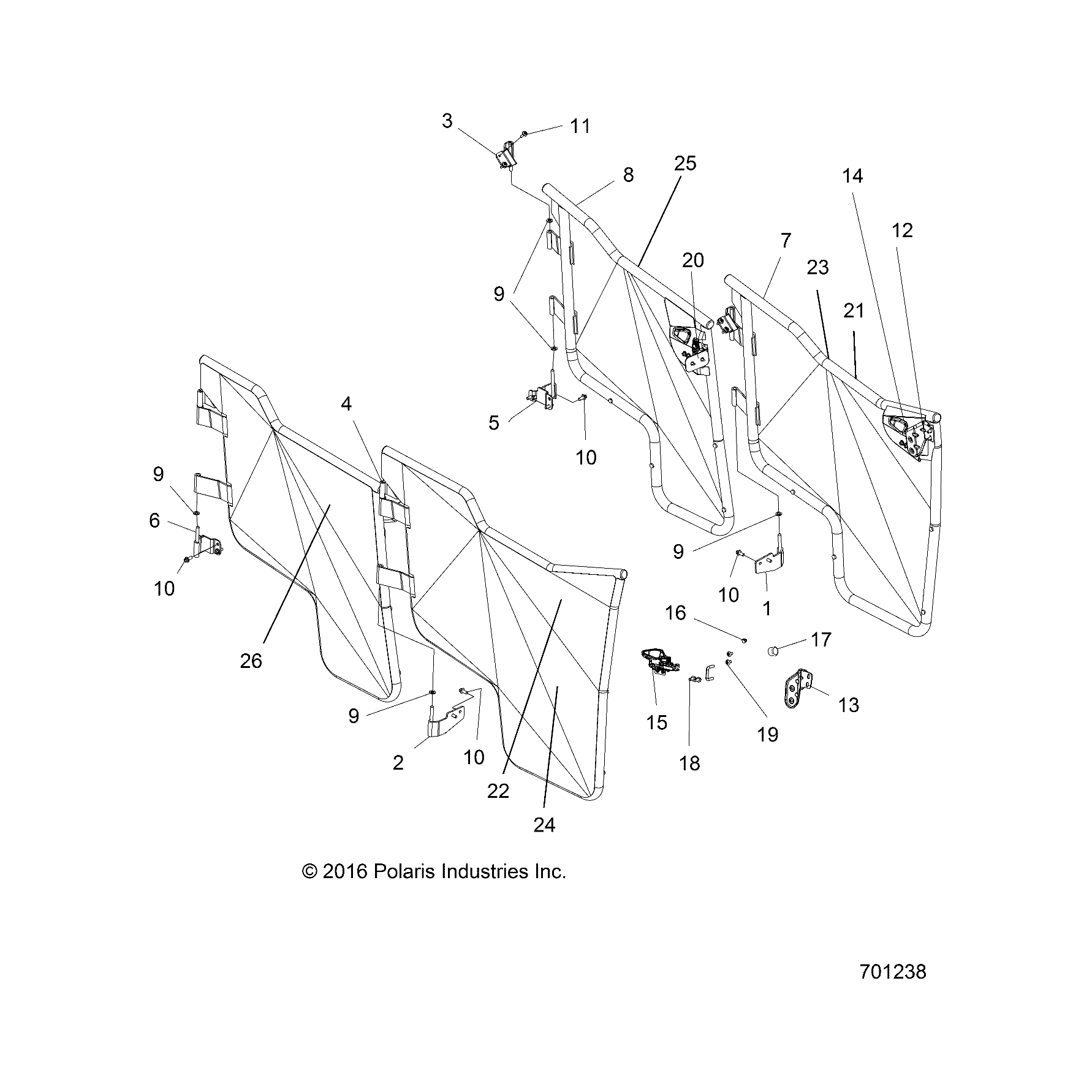 Hinge Weld, Upper, Left, Matte by Polaris 1022988-458 OEM Hardware P1022988-458 Off Road Express