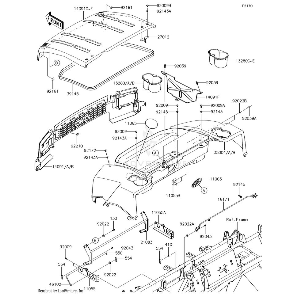 Holder,Cup Holder,Lh, by Kawasaki 13280-0265-286 OEM Hardware 13280-0265-286 Off Road Express Peach St