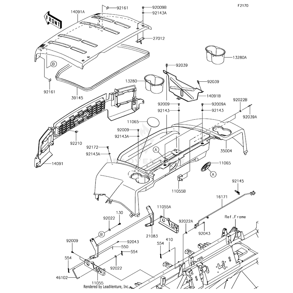 Holder,Cup Holder,Lh, by Kawasaki 13280-0265-57W OEM Hardware 13280-0265-57W Off Road Express Peach St