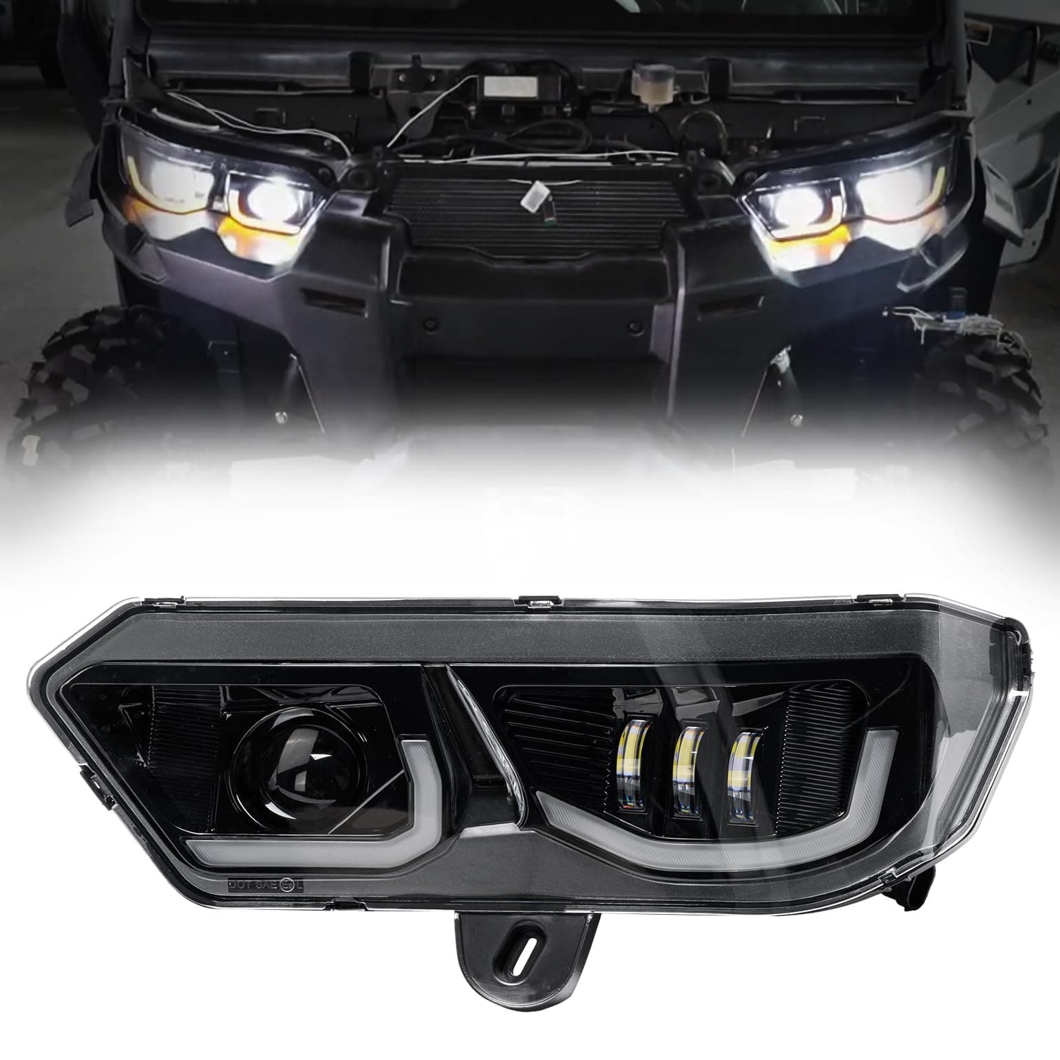 LED Headlights Assembly Kit for Can-Am Defender - Kemimoto