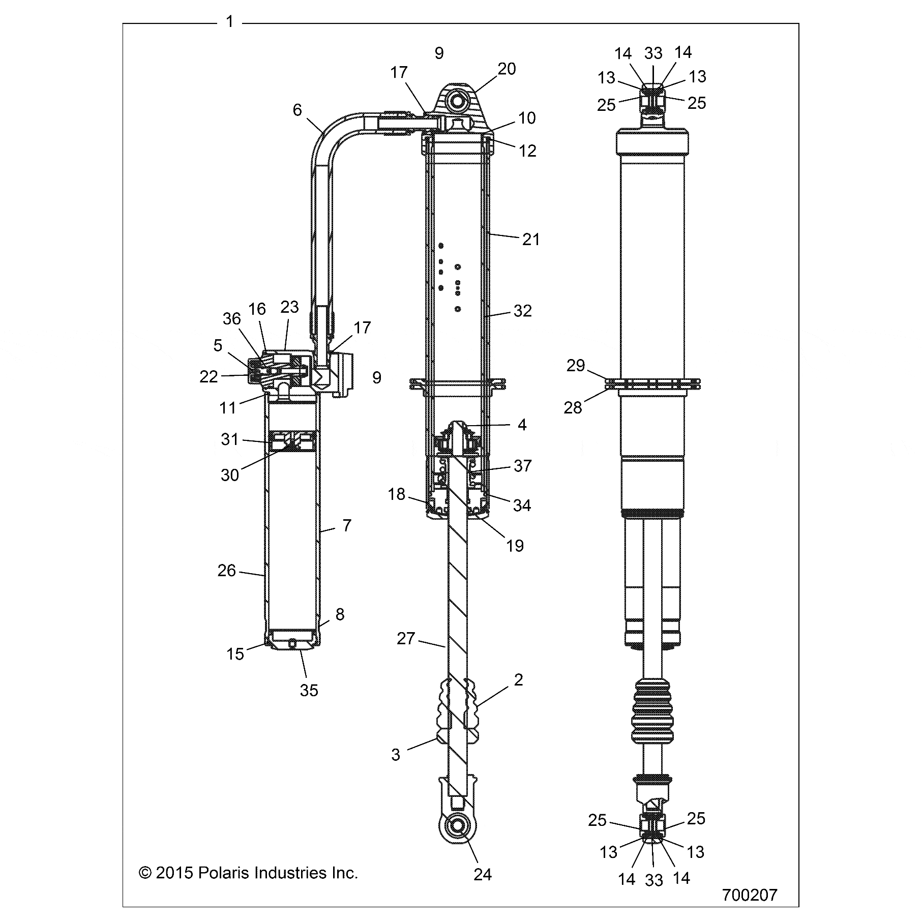 Internal Bypass Shock, Rear by Polaris 7044373 OEM Hardware P7044373 Off Road Express Drop Ship