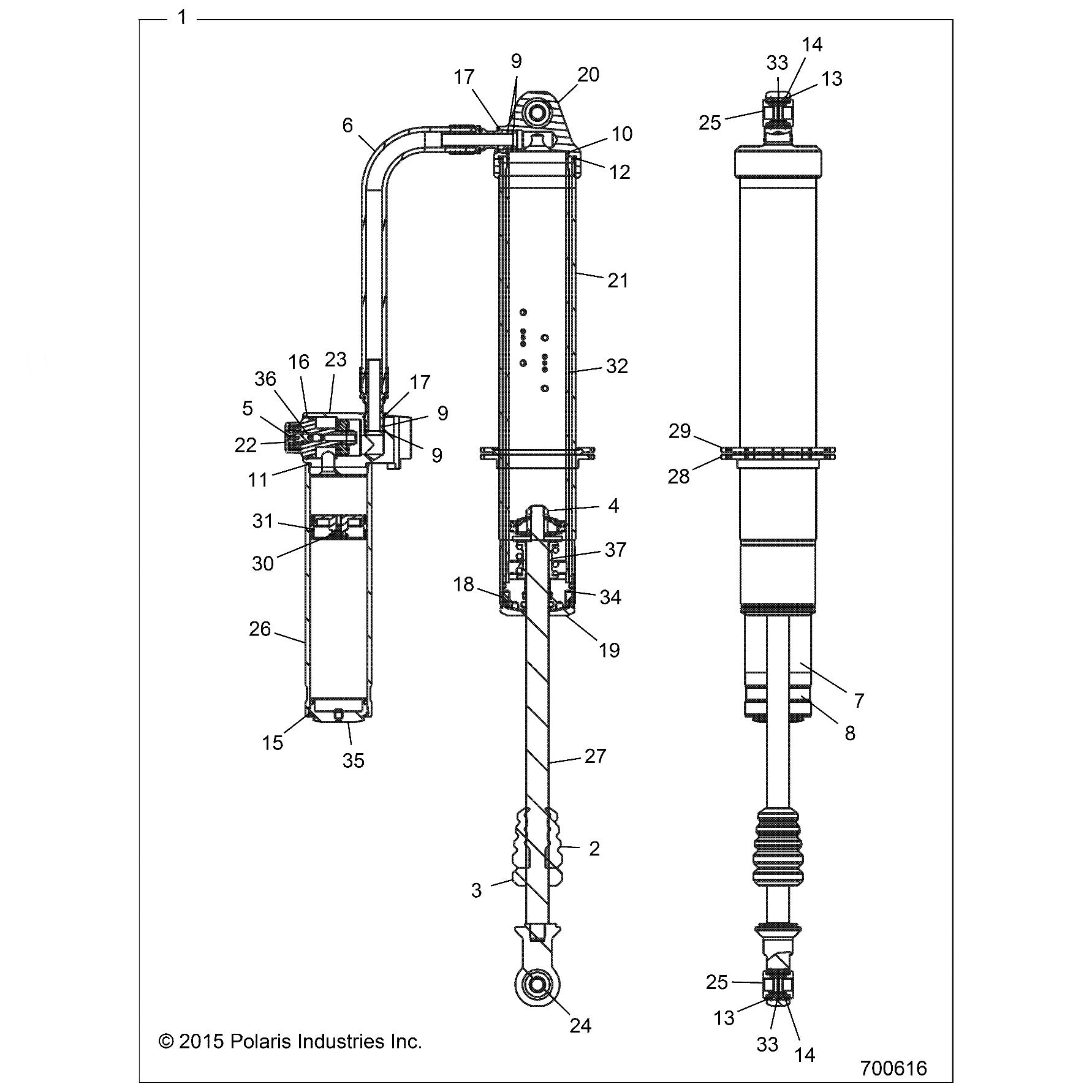 Internal Bypass Shock, Rear by Polaris 7044424 OEM Hardware P7044424 Off Road Express Drop Ship