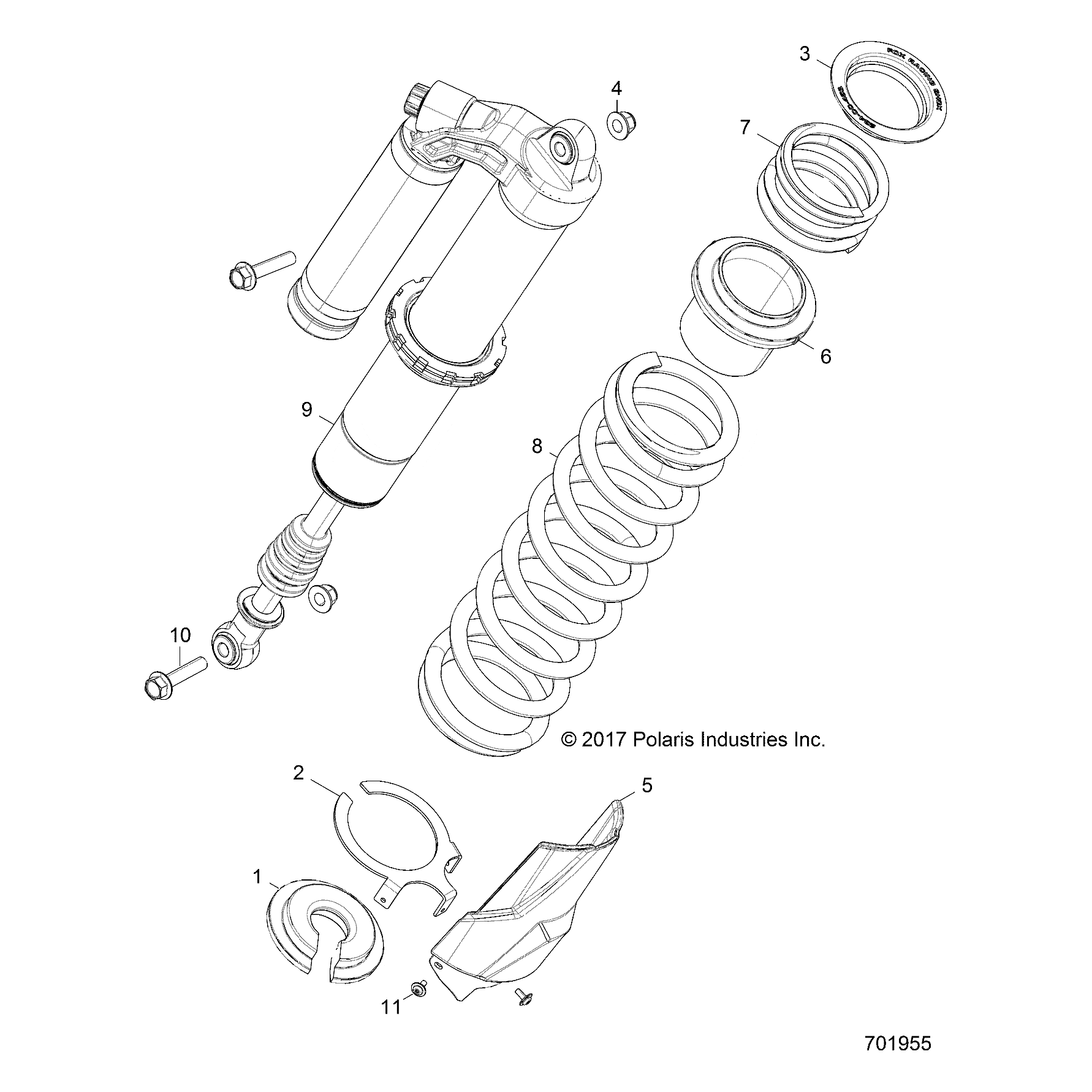 Internal Bypass Shock, Rear, Ri by Polaris 7044673 OEM Hardware P7044673 Off Road Express Drop Ship