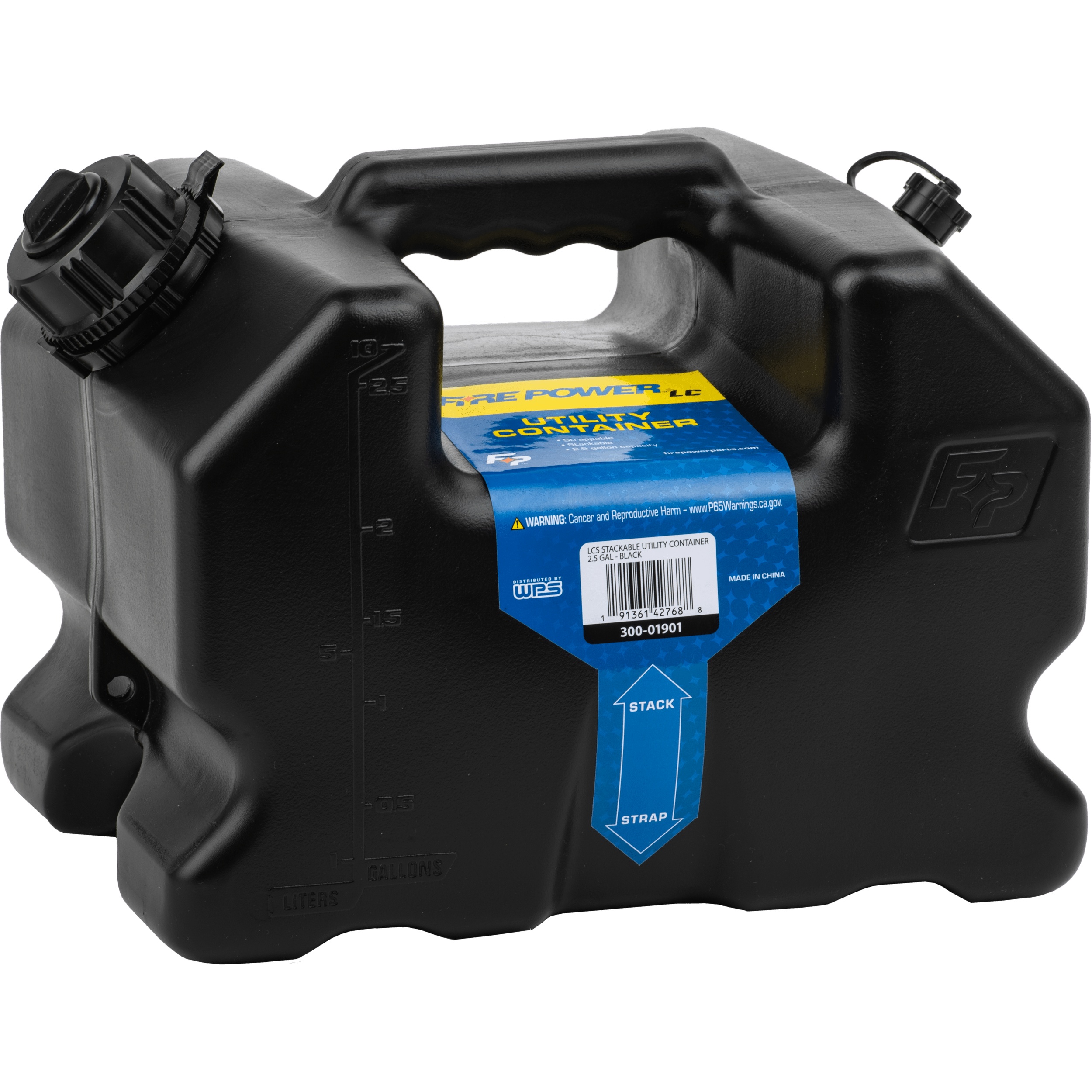 Western Powersports Fuel Can Lcs Stackable Container 2.5 Gal - Black By Fire Power 300-01901