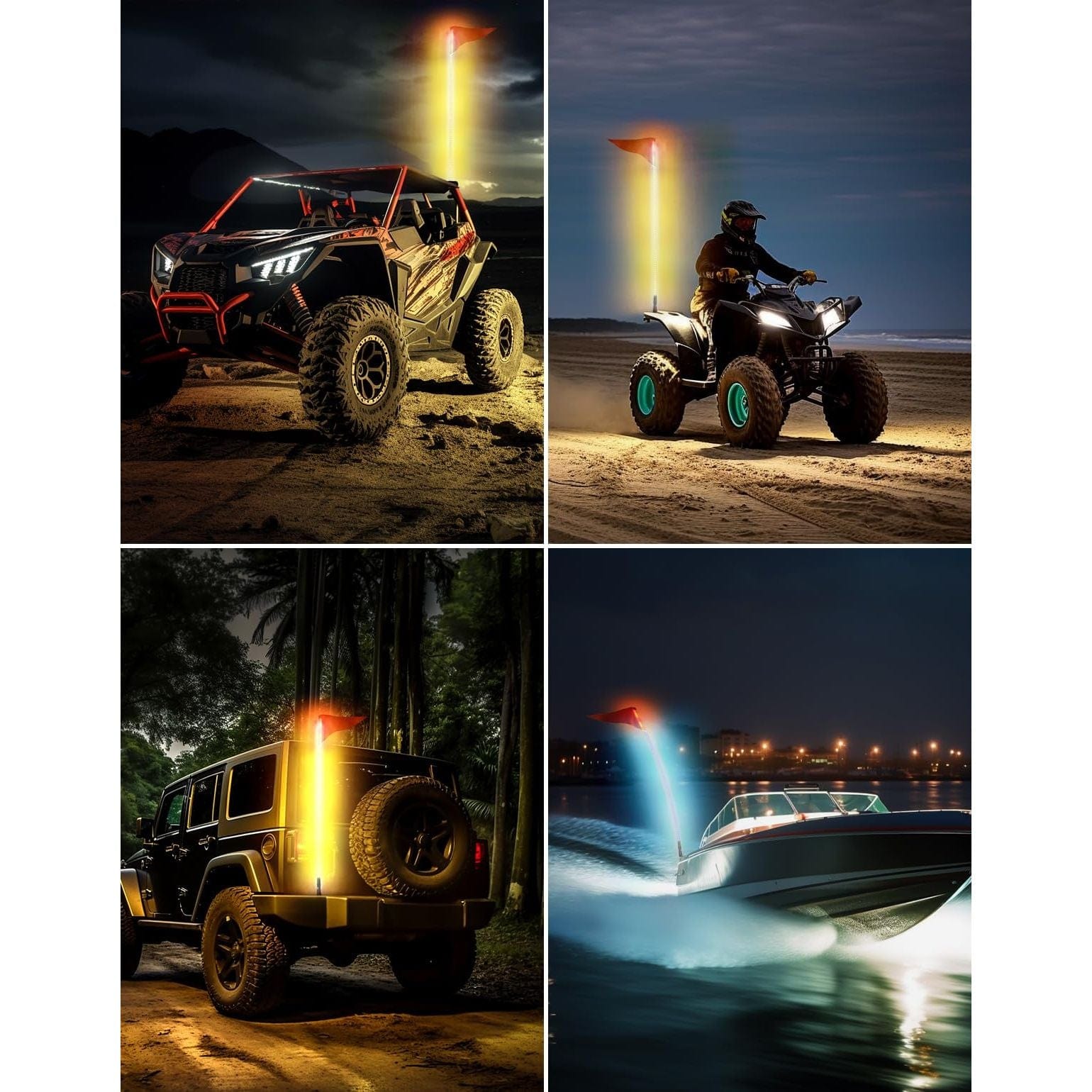 Kemimoto 5FT RGB LED Whip Lights for ATV/UTV/RZR - 1PC Witchdoctors