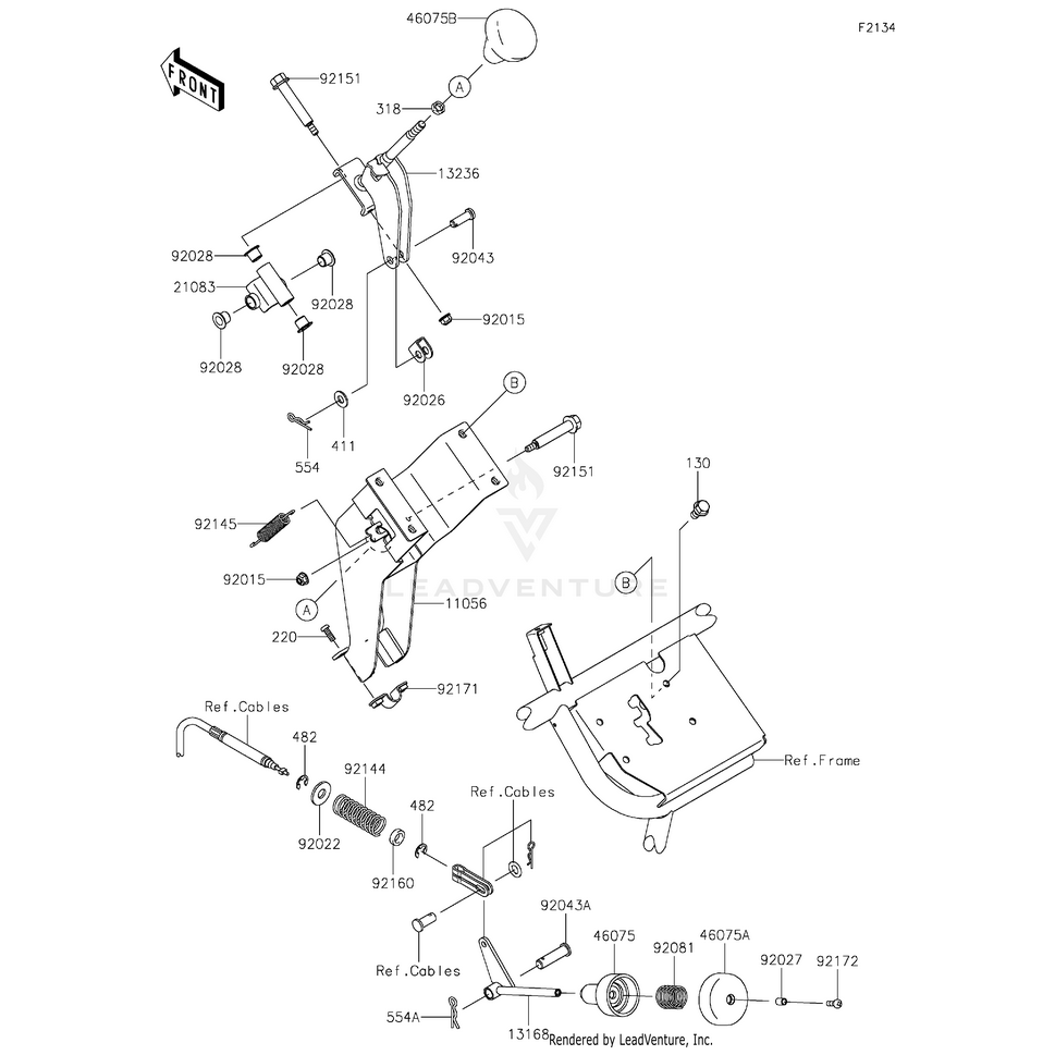 Lever by Kawasaki 13168-0069 OEM Hardware 13168-0069 Off Road Express Peach St