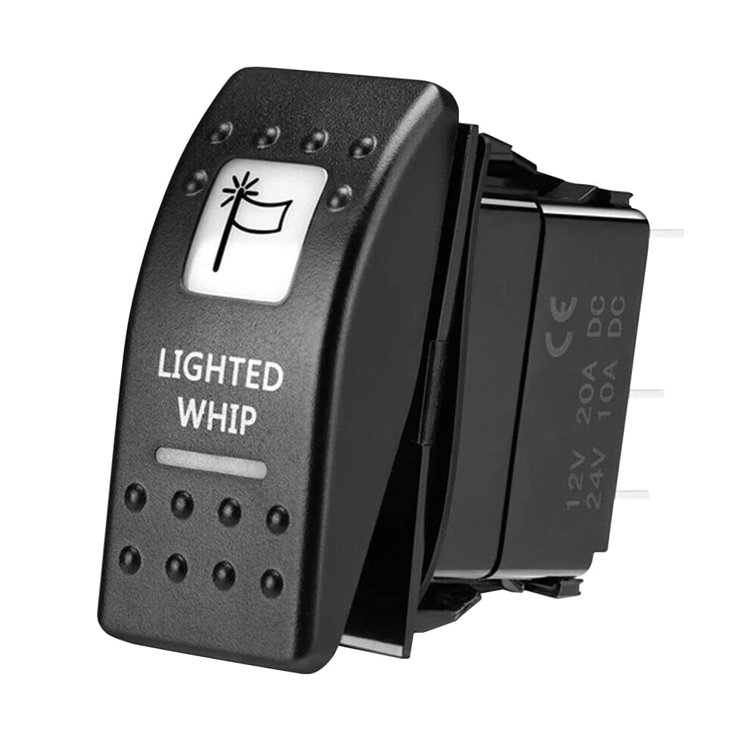 Lighted Whip Illuminated Marine Rocker Switch 12V by Kemimoto FTVSW019 Rocker Switch FTVSW019 Kemimoto