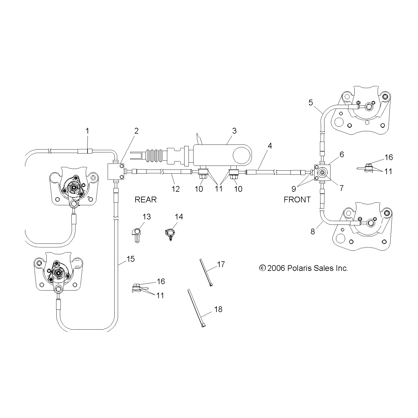 Line-Brake,Rear,Right by Polaris 1910896 OEM Hardware P1910896 Off Road Express