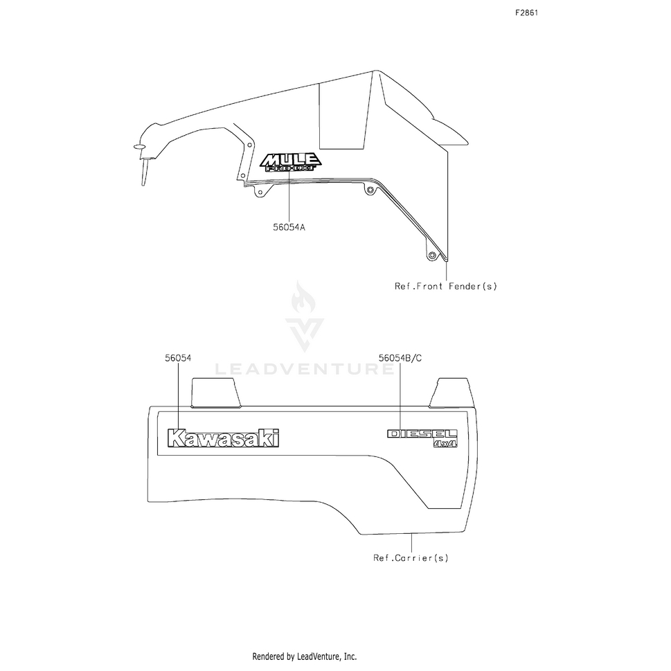 Mark,Fr Fender,Mule Pro-Dxt by Kawasaki 56054-1960 OEM Hardware 56054-1960 Off Road Express Peach St