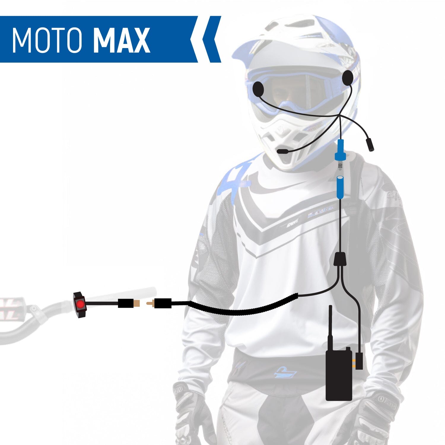 Moto Max Complete Motorcycle Communication Kit With Heavy-Duty Offroad Cables by Rugged Radios Rugged Radios