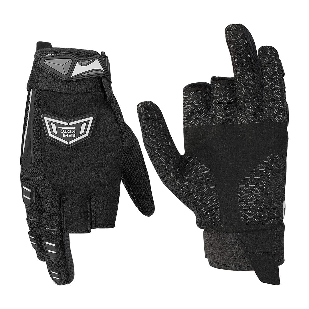 Motorcycle 2 Fingerless Design Paintball & Airsoft Gloves, Black / L