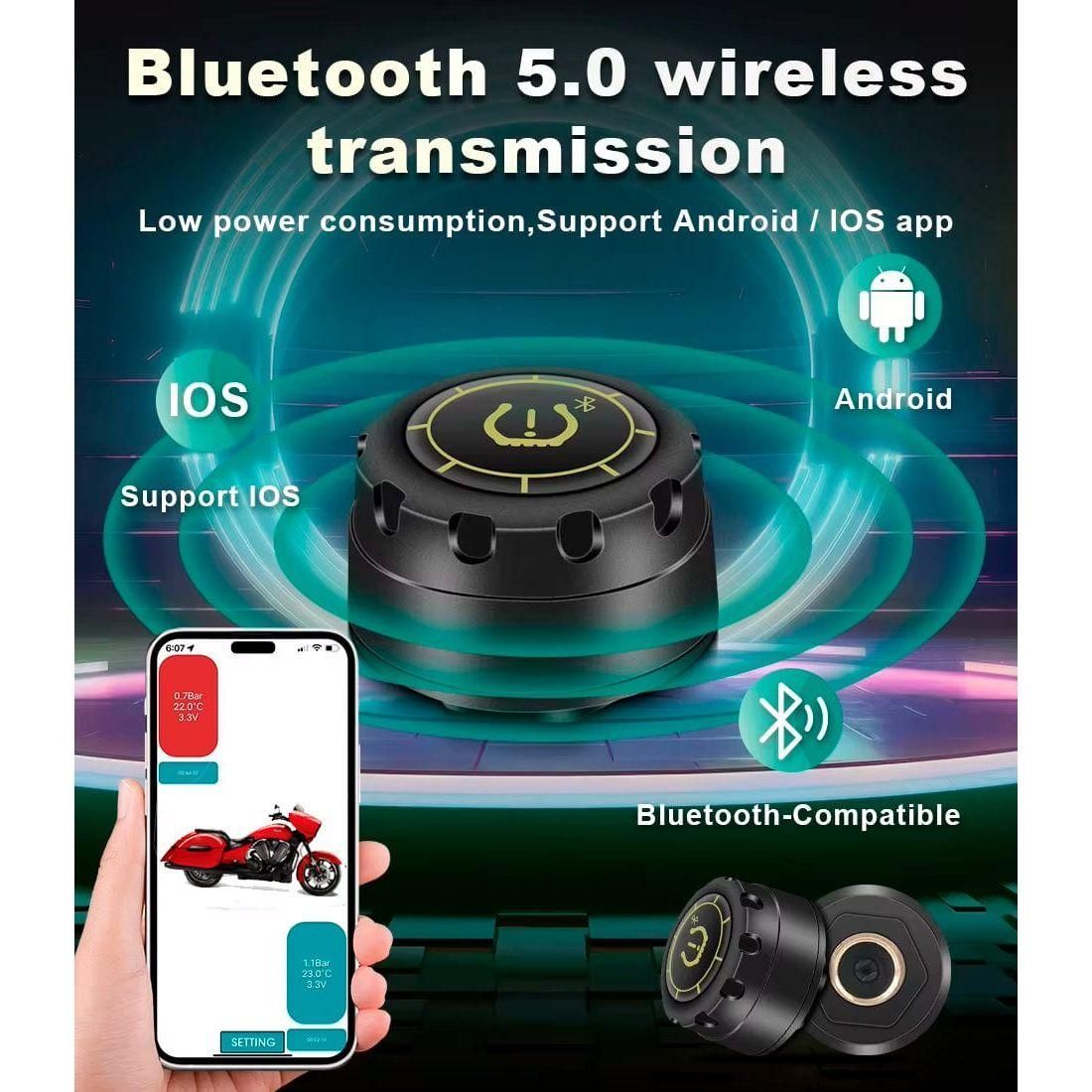 Motorcycle TPMS Tire Pressure Monitoring System Bluetooth by Witchdoctors 2TPMS-WD TPM Sensor