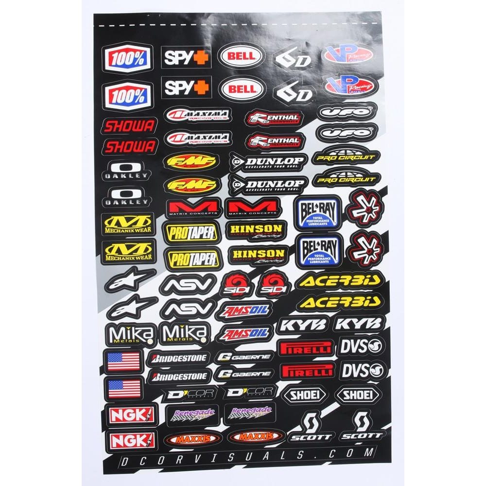 Mx Logos 2 Decal Sheet By D'Cor 40-90-113 Decal Sheet 862-90113 Western Powersports