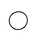 A black circular Seal Chimney by Polaris, featuring two small knots on a white background, showcases a sleek design reminiscent of authentic Indian motorcycle parts.