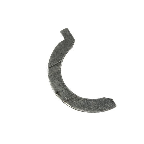 Curved dark metal half-ring part with slightly uneven edges and textured surface.