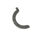 Curved dark metal half-ring part with slightly uneven edges and textured surface.