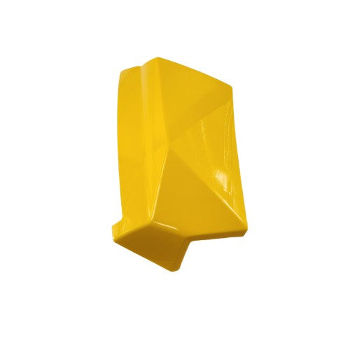 The Yellow CVT Inlet Cover by Can-Am features a bright yellow, geometric design with angled surfaces and a glossy finish, shown on a plain white background.