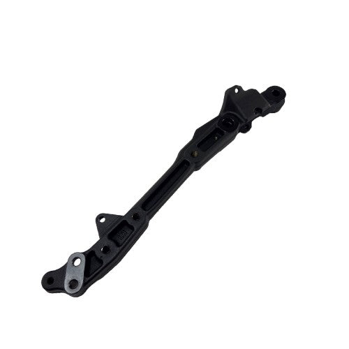A black metal Cradle, Engine, LH, Black Engine Wrinkle by Polaris with multiple mounting holes—perfect as an engine cradle or for OEM Motorcycle Parts.