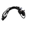 The Front LH Door Cable by CFMOTO, a black automotive harness with multiple connectors, is perfect for ATV/UTV replacements. Find this quality OEM part at Witchdoctors.com, displayed against a white background.