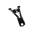 The Weld-A-Arm, Frt, Lower, Lh, M.Blk by Polaris is a black metal Y-shaped suspension control arm with bushings and a large circular mounting point—perfect for Polaris UTVs or off-road vehicles. Shown isolated on a white background.